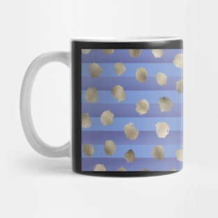 Classic golden dots on blue stripes Mug